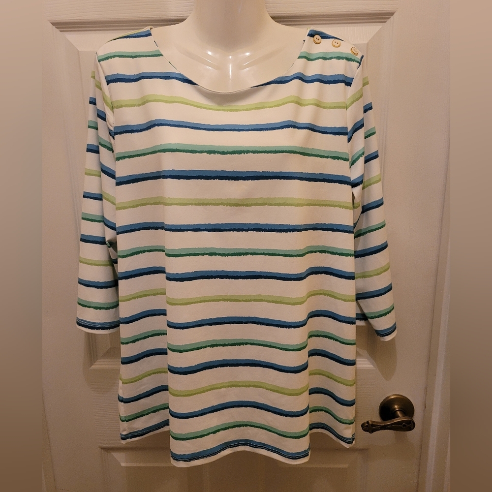 Peck & Peck Unique Stripe Colorful Top - image 1